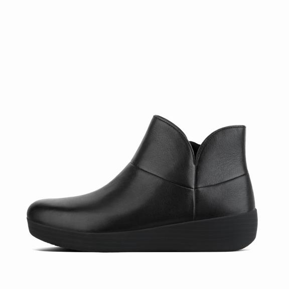 FitFlop Dámská Kotníkové Kozačky Černé - SUPERMOD-II Kůže CZ-613408